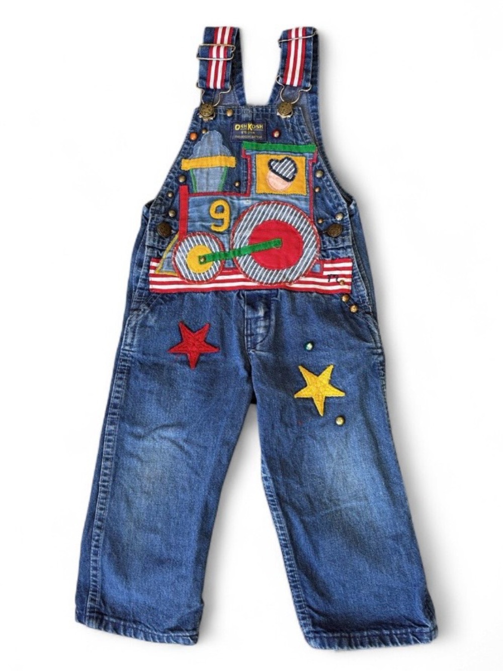 Vintage OshKosh 2T Upcycled Denim Overalls | One of a Kind Art Patchwork